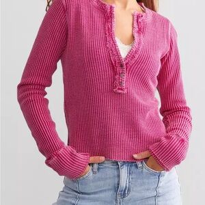 Free People One Colt Thermal Pink Long Sleeve Top